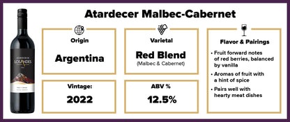 $6.99 Atardecer Malbec-Cabernet 2022