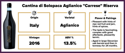 Cantina di Solopaca Aglianico Carrese Riserva "Selezione Oro" 2016