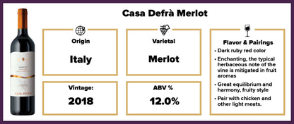 Casa Defrà Merlot IGT Tre Venezie 2018