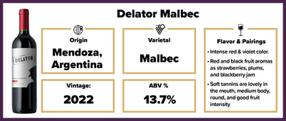 $6.99 Delator Mendoza Malbec 2022