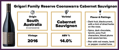 Grigori Family Reserve Coonawarra Cabernet 2016