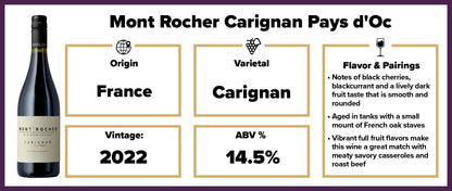 Mont Rocher Carignan 2022 Pays d'Oc