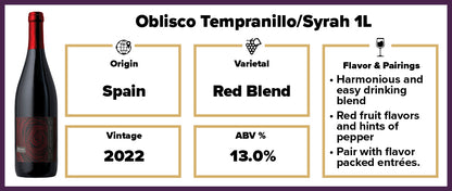 Oblisco Tempranillo/Syrah 1L 2022