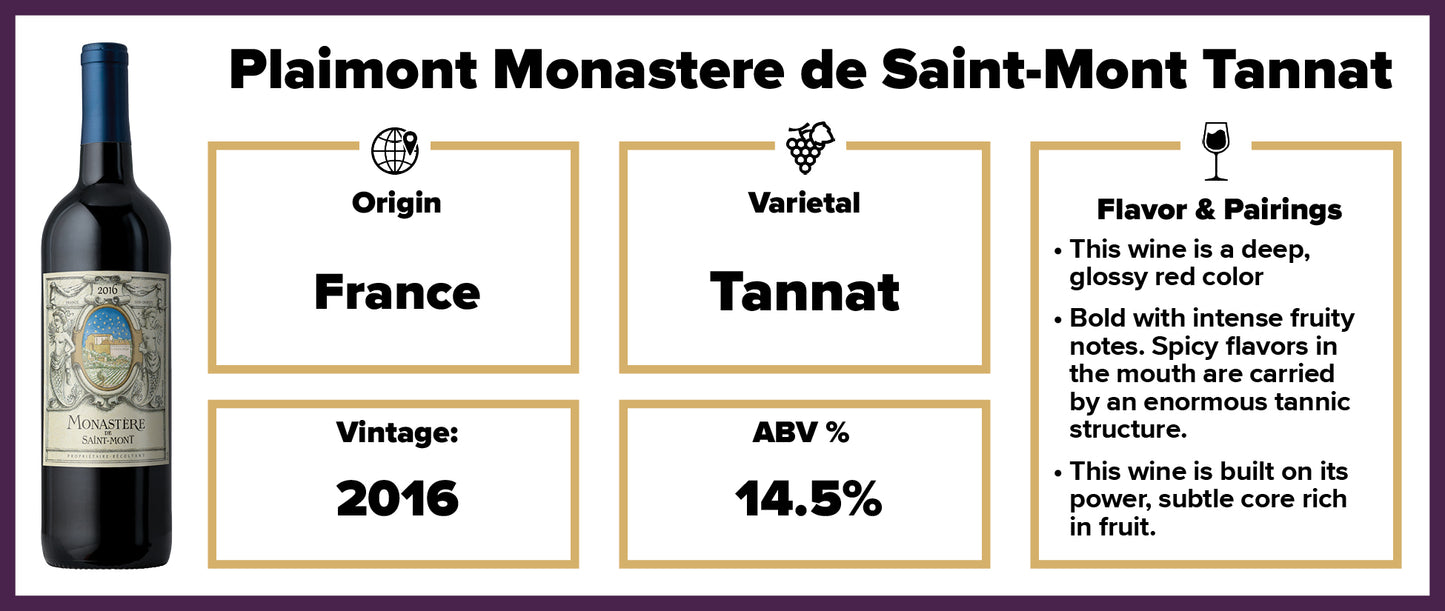 Plaimont Monastere de Saint-Mont Tannat 2016