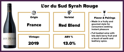 L'or du Sud Syrah Rouge 2019