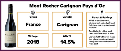 Mont Rocher Carignan 2018 Pays d'Oc