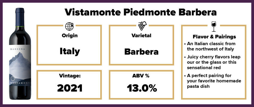 Piedmonte – Vistamonte Barbera 2021 Wines Splash